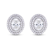 These 1.51 carat lab grown diamond stud earrings feature stunning oval-cut lab grown diamonds, encircled by a dazzling double halo to maximize brilliance. Crafted for elegance, these lab grown diamonds earrings studs offer a radiant look, making them a perfect choice for those seeking 1.5 carat lab grown diamond earrings or an alternative to 2 carat lab grown diamond earrings. Ethically sourced, they combine luxury with sustainability for the ultimate timeless style.