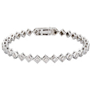 Rhombus Shape Tennis Bracelet | 1.55 CTW | 10K White Gold