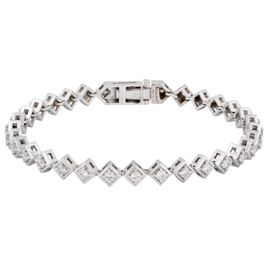 Rhombus Shape Tennis Bracelet | 1.55 CTW | 10K White Gold