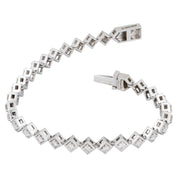 Rhombus Shape Tennis Bracelet | 1.55 CTW | 10K White Gold