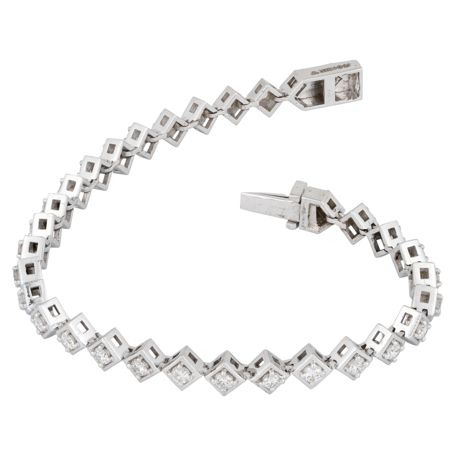 Rhombus Shape Tennis Bracelet | 1.55 CTW | 10K White Gold
