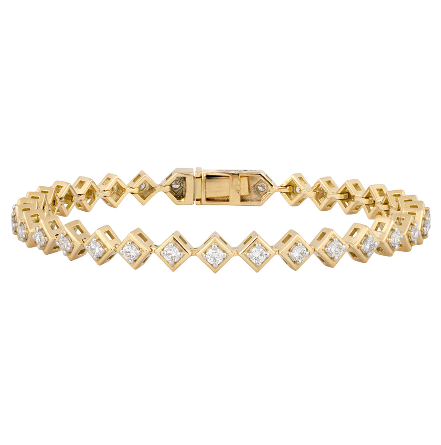 Rhombus Shape Tennis Bracelet | 1.55 CTW | 10K Gold