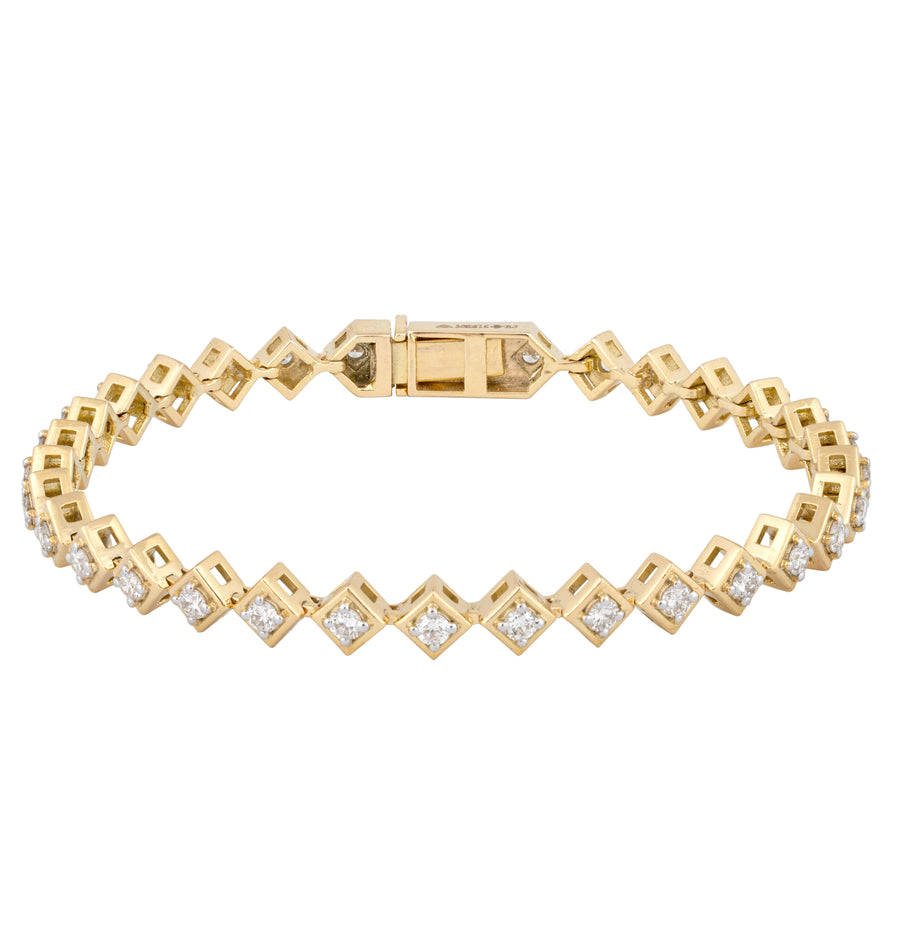 Rhombus Shape Tennis Bracelet | 1.55 CTW | 10K Gold