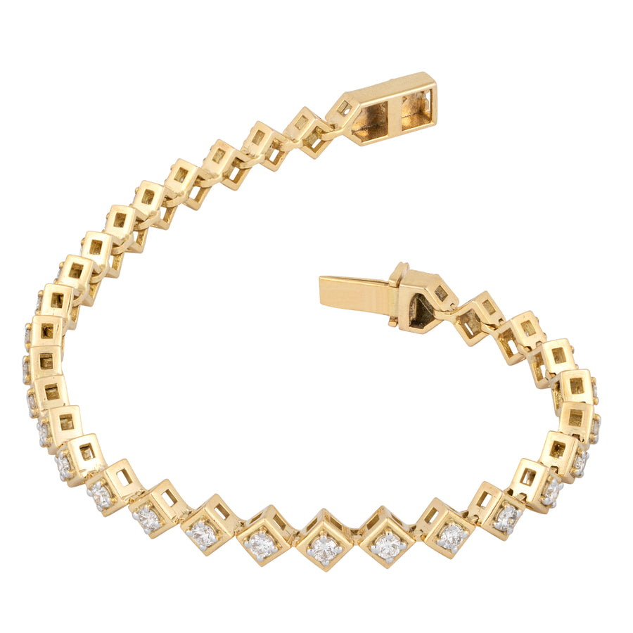 Rhombus Shape Tennis Bracelet | 1.55 CTW | 10K Gold