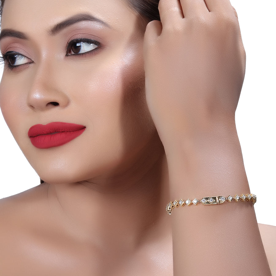 Rhombus Shape Tennis Bracelet | 1.55 CTW | 10K Gold