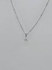 A display view of this dazzling lab grown diamond solitaire necklace, showcasing its 2.02 carat round lab grown diamond in a refined pendant setting. A luxurious yet sustainable choice, this solitaire diamond necklace lab grown is perfect for everyday wear or special occasions, offering timeless elegance.